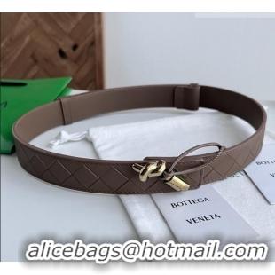Top Quality Bottega Veneta Andiamo Belt in Intreccio Leather BV111716 Brown 2025