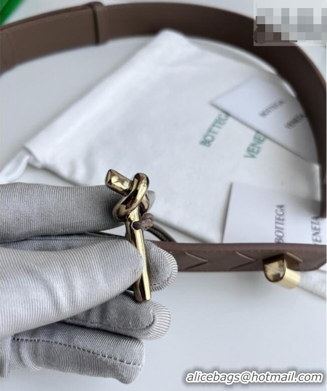 Top Quality Bottega Veneta Andiamo Belt in Intreccio Leather BV111716 Brown 2025