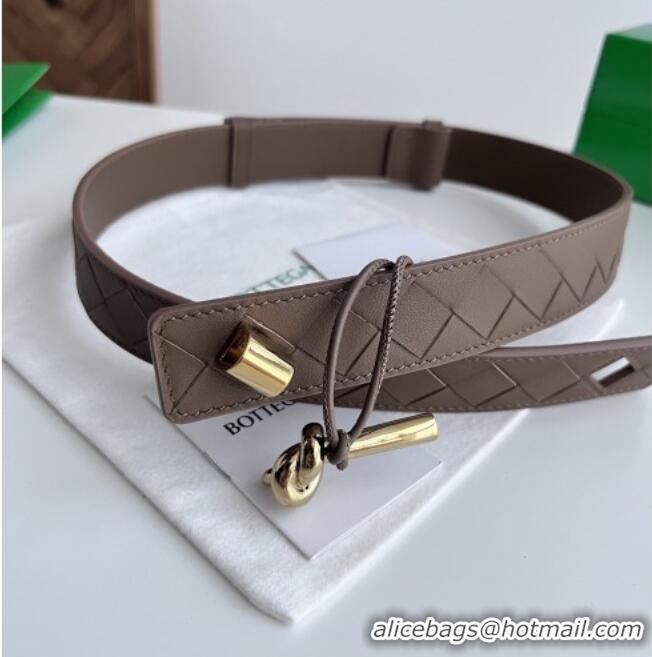 Top Quality Bottega Veneta Andiamo Belt in Intreccio Leather BV111716 Brown 2025