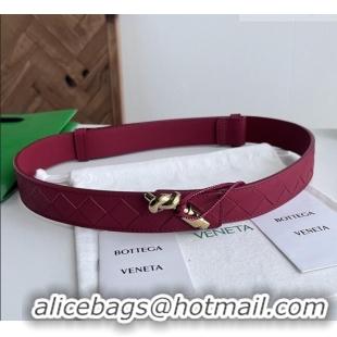 Shop Inexpensive Bottega Veneta Andiamo Belt in Intreccio Leather BV111717 Deep Red 2025