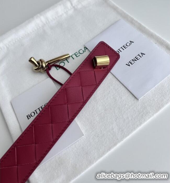 Shop Inexpensive Bottega Veneta Andiamo Belt in Intreccio Leather BV111717 Deep Red 2025