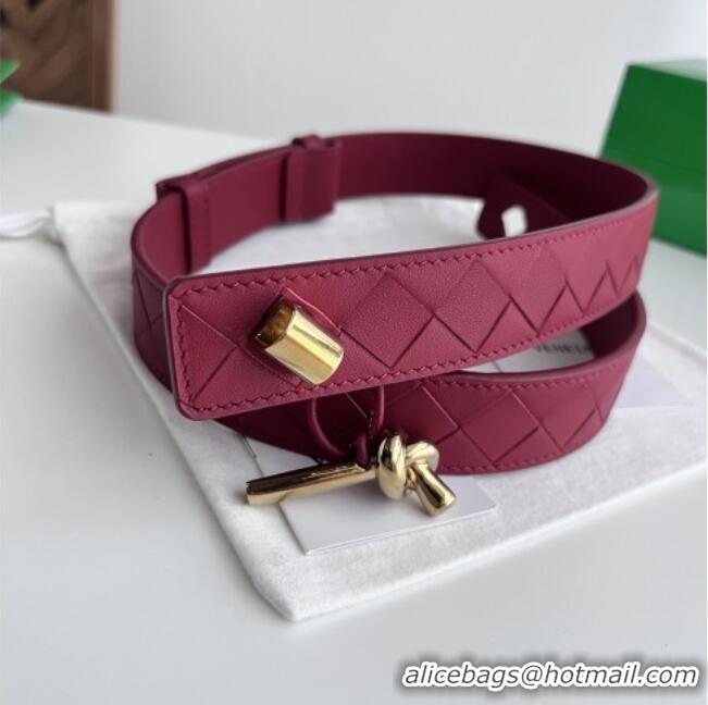 Shop Inexpensive Bottega Veneta Andiamo Belt in Intreccio Leather BV111717 Deep Red 2025
