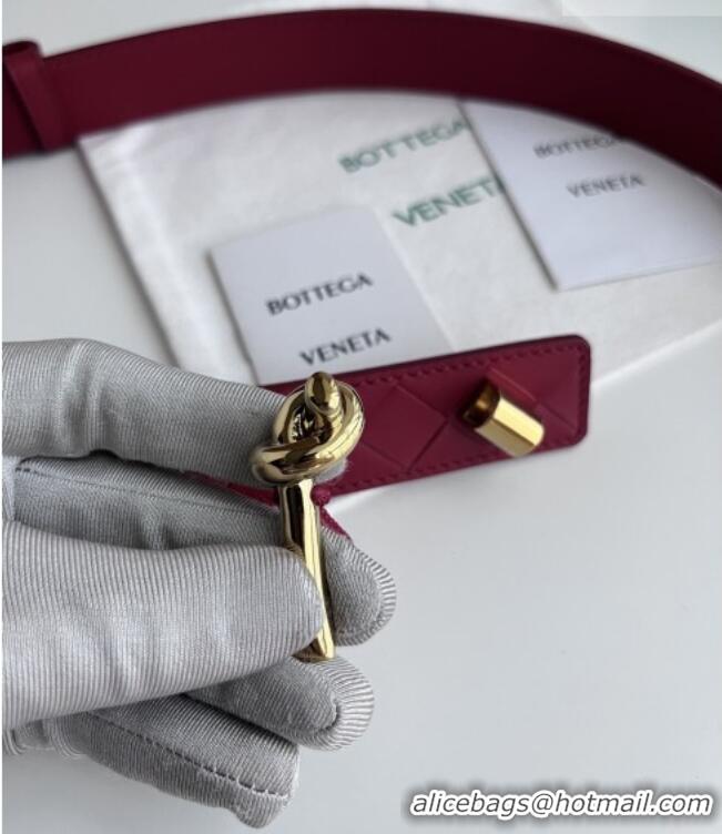 Shop Inexpensive Bottega Veneta Andiamo Belt in Intreccio Leather BV111717 Deep Red 2025