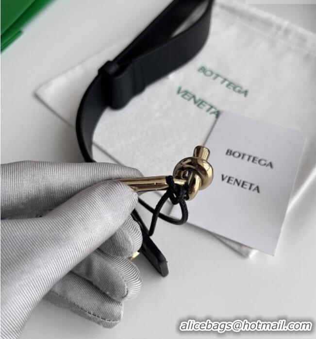 Hot Sell Bottega Veneta Andiamo Belt in Intreccio Leather BV111718 Black 2025