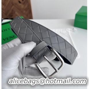 Luxury Cheap Bottega Veneta Intreccio Loop Belt 3.5cm BV111719 Grey 2025