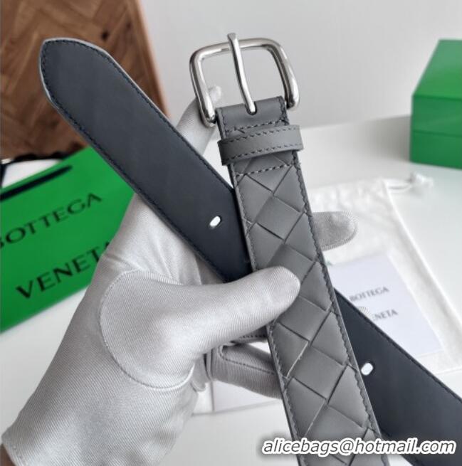 Luxury Cheap Bottega Veneta Intreccio Loop Belt 3.5cm BV111719 Grey 2025