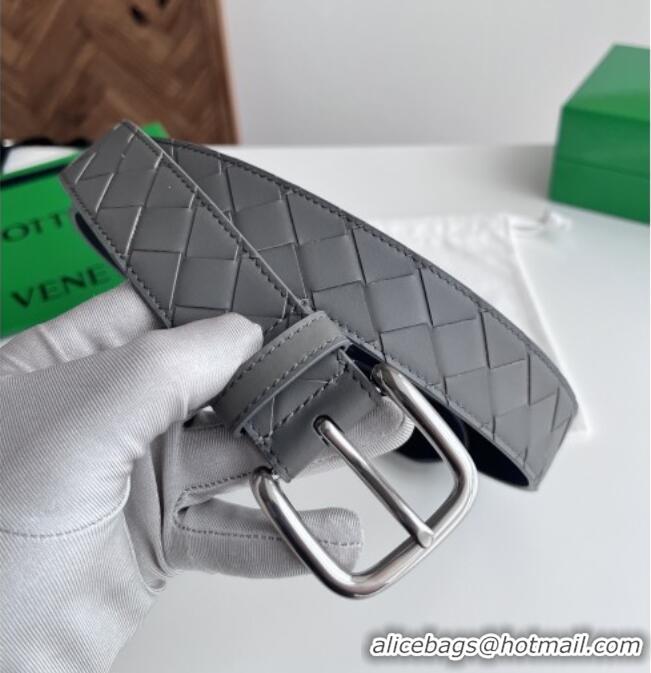 Luxury Cheap Bottega Veneta Intreccio Loop Belt 3.5cm BV111719 Grey 2025