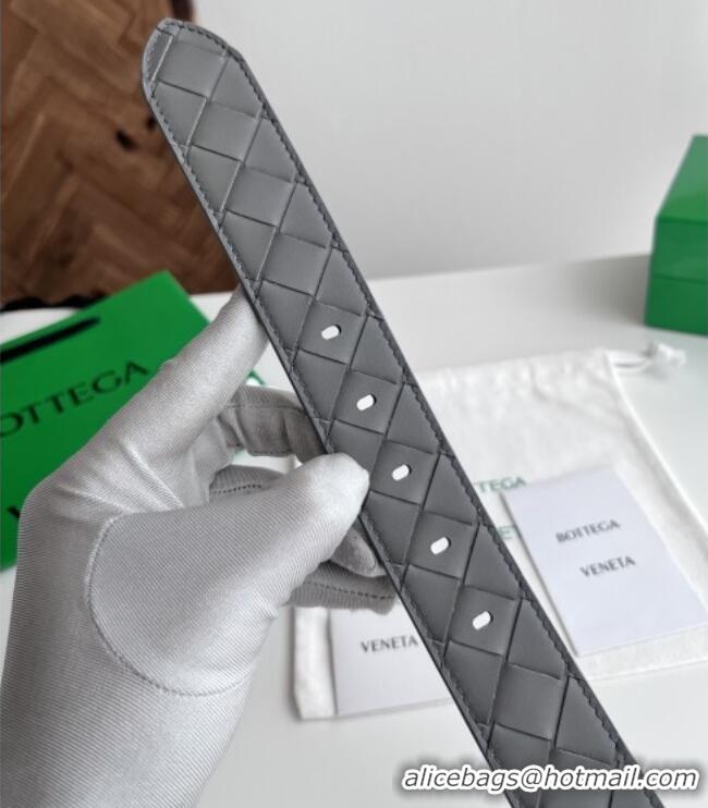 Luxury Cheap Bottega Veneta Intreccio Loop Belt 3.5cm BV111719 Grey 2025