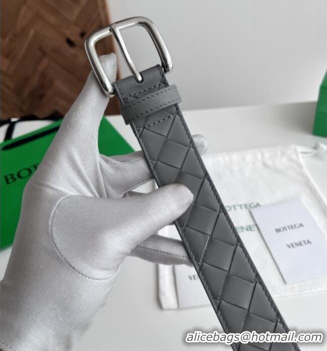 Luxury Cheap Bottega Veneta Intreccio Loop Belt 3.5cm BV111719 Grey 2025