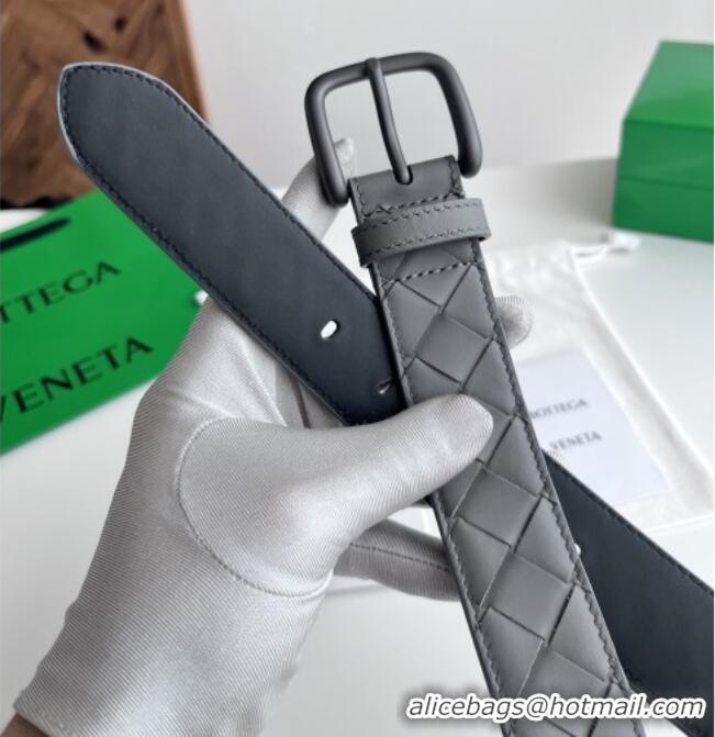 Grade Quality Bottega Veneta Intreccio Loop Belt 3.5cm BV111720 Grey/Black 2025