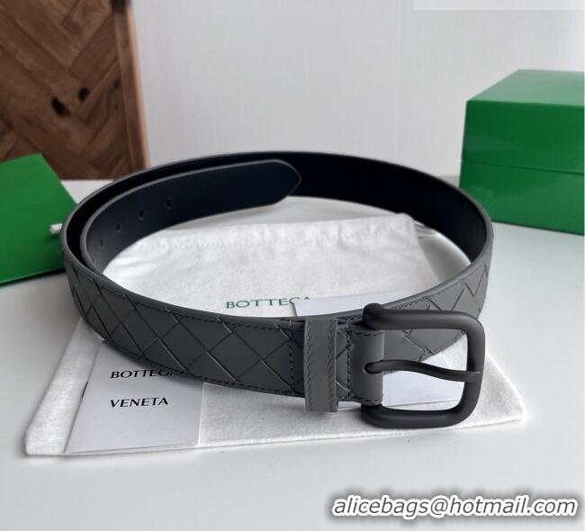 Grade Quality Bottega Veneta Intreccio Loop Belt 3.5cm BV111720 Grey/Black 2025