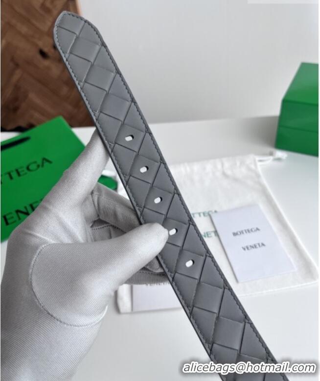 Grade Quality Bottega Veneta Intreccio Loop Belt 3.5cm BV111720 Grey/Black 2025