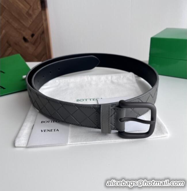 Grade Quality Bottega Veneta Intreccio Loop Belt 3.5cm BV111720 Grey/Black 2025