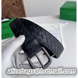 Well Crafted Bottega Veneta Intreccio Loop Belt 3.5cm BV111725 Black 2025