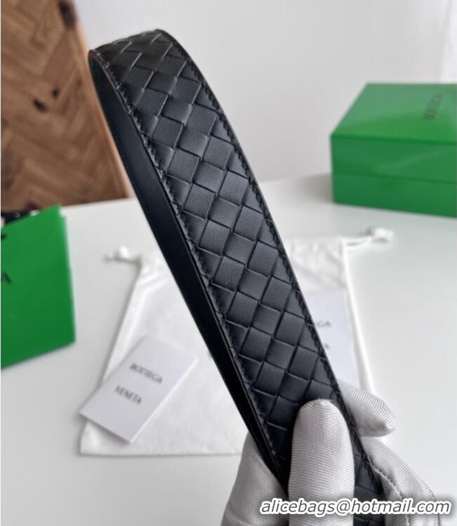 Well Crafted Bottega Veneta Intreccio Loop Belt 3.5cm BV111725 Black 2025