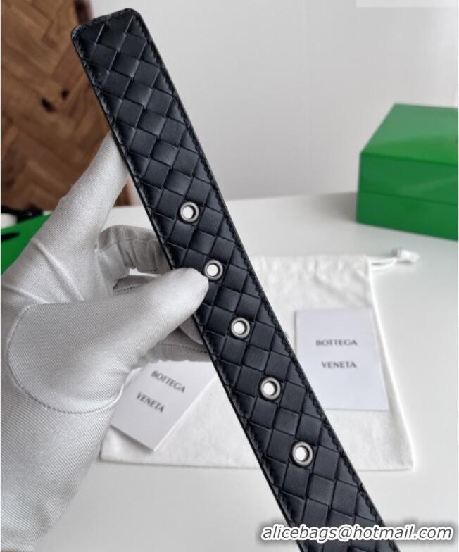 Well Crafted Bottega Veneta Intreccio Loop Belt 3.5cm BV111725 Black 2025