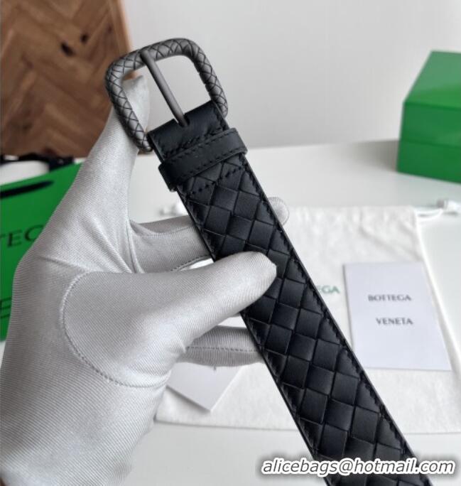 Well Crafted Bottega Veneta Intreccio Loop Belt 3.5cm BV111725 Black 2025