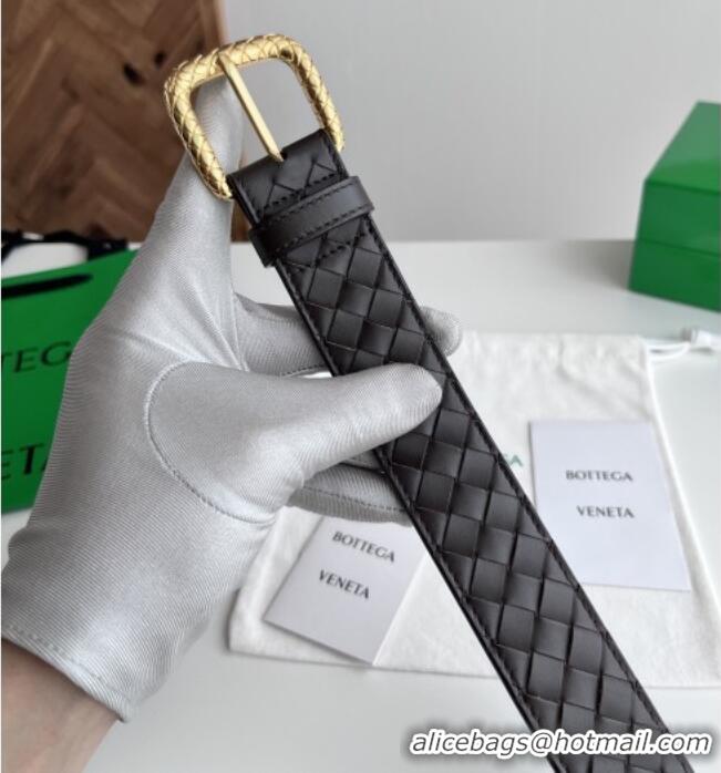 Famous Brand Bottega Veneta Intreccio Loop Belt 3.5cm BV111727 Fondant Brown 2025