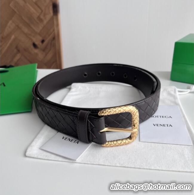 Famous Brand Bottega Veneta Intreccio Loop Belt 3.5cm BV111727 Fondant Brown 2025