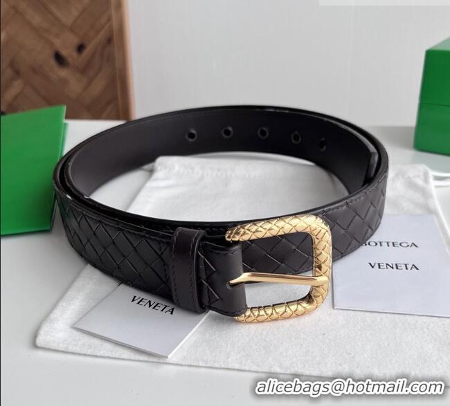 Famous Brand Bottega Veneta Intreccio Loop Belt 3.5cm BV111727 Fondant Brown 2025