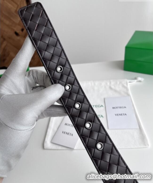 Famous Brand Bottega Veneta Intreccio Loop Belt 3.5cm BV111727 Fondant Brown 2025