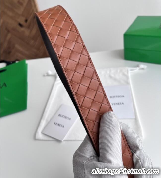 Luxury Classic Bottega Veneta Intreccio Loop Belt 3.5cm BV111729 Brown 2025