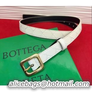 Buy Discount Bottega Veneta Intrecciato Leather Belt 2cm with Pin Buckle BV26010401 White 2025