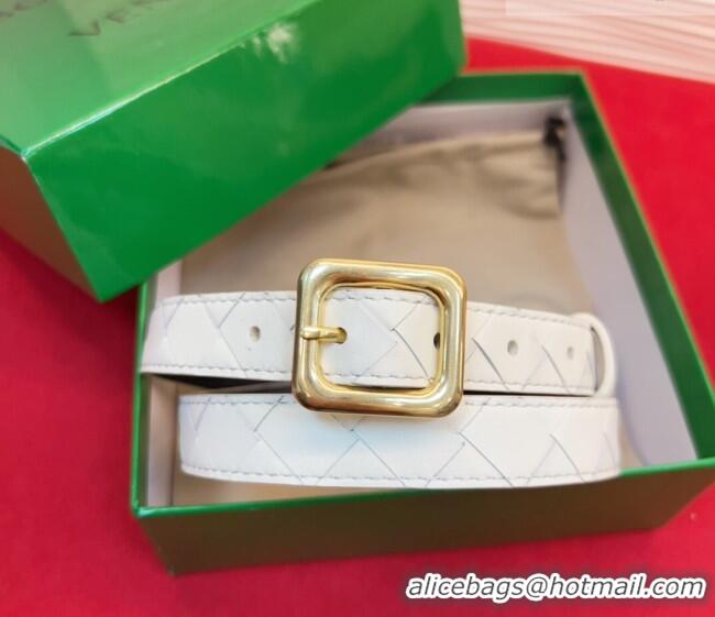 Buy Discount Bottega Veneta Intrecciato Leather Belt 2cm with Pin Buckle BV26010401 White 2025
