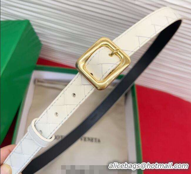 Buy Discount Bottega Veneta Intrecciato Leather Belt 2cm with Pin Buckle BV26010401 White 2025
