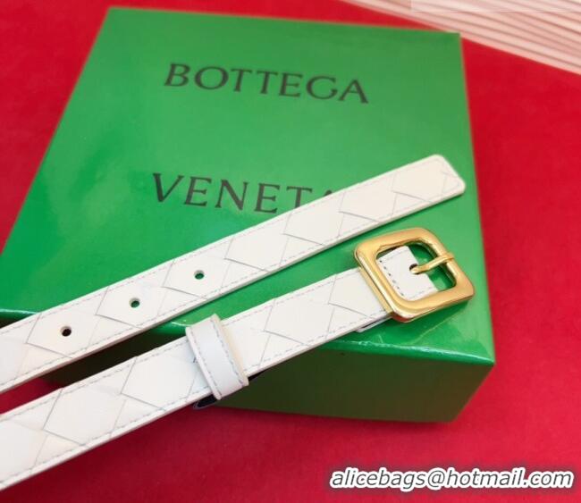 Buy Discount Bottega Veneta Intrecciato Leather Belt 2cm with Pin Buckle BV26010401 White 2025