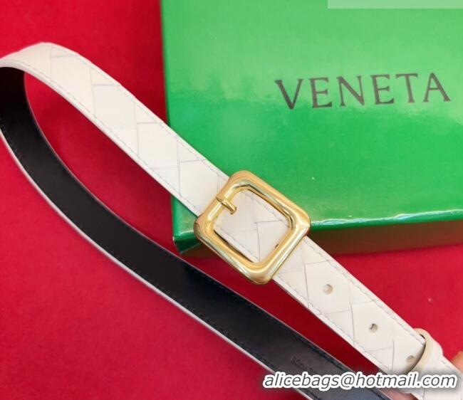 Buy Discount Bottega Veneta Intrecciato Leather Belt 2cm with Pin Buckle BV26010401 White 2025
