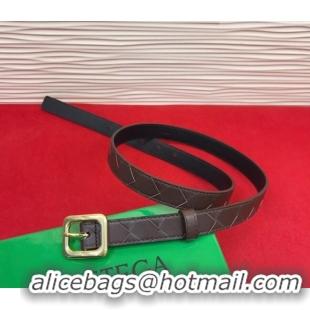 New Fashion Bottega Veneta Intrecciato Leather Belt 2cm with Pin Buckle BV26010401 Coffee 2025
