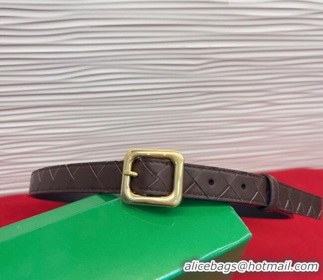 New Fashion Bottega Veneta Intrecciato Leather Belt 2cm with Pin Buckle BV26010401 Coffee 2025