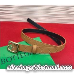 Grade Quality Bottega Veneta Intrecciato Leather Belt 2cm with Pin Buckle BV26010401 Beige 2025