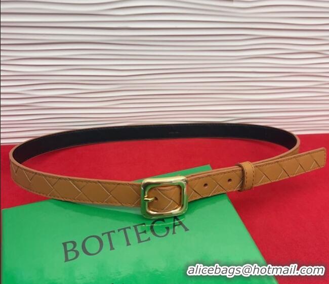 Grade Quality Bottega Veneta Intrecciato Leather Belt 2cm with Pin Buckle BV26010401 Beige 2025