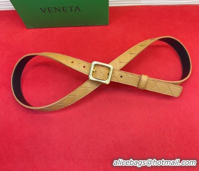 Grade Quality Bottega Veneta Intrecciato Leather Belt 2cm with Pin Buckle BV26010401 Beige 2025