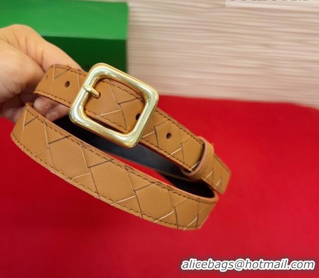 Grade Quality Bottega Veneta Intrecciato Leather Belt 2cm with Pin Buckle BV26010401 Beige 2025