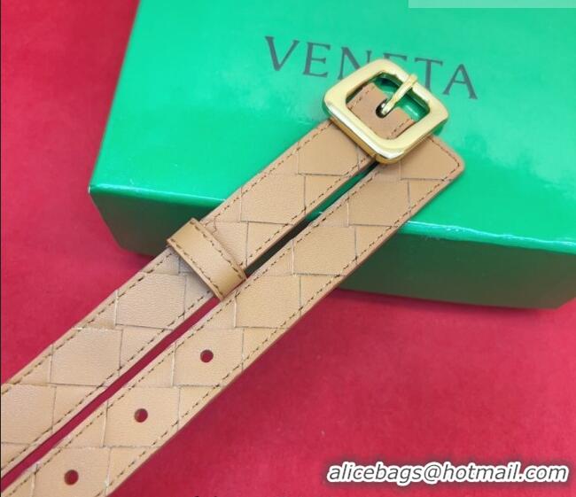 Grade Quality Bottega Veneta Intrecciato Leather Belt 2cm with Pin Buckle BV26010401 Beige 2025