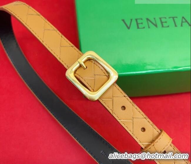 Grade Quality Bottega Veneta Intrecciato Leather Belt 2cm with Pin Buckle BV26010401 Beige 2025