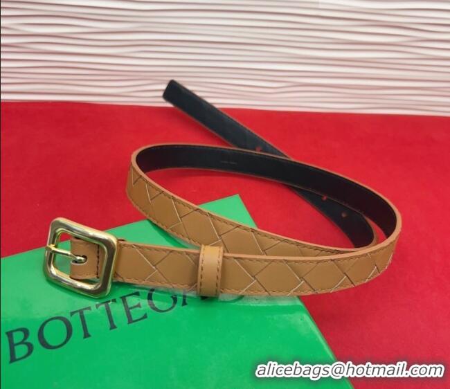 Grade Quality Bottega Veneta Intrecciato Leather Belt 2cm with Pin Buckle BV26010401 Beige 2025