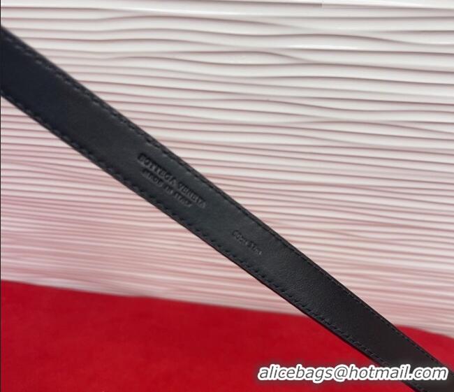 Best Grade Bottega Veneta Intrecciato Leather Belt 2cm with Pin Buckle BV26010401 Black 2025