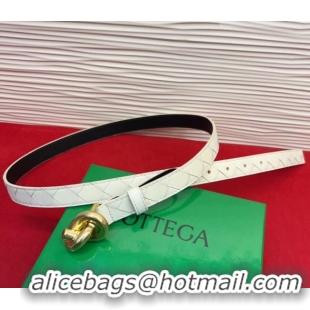 Best Grade Bottega Veneta Intrecciato Leather Belt 2cm with Knot Buckle BV26010402 White/Gold 2025