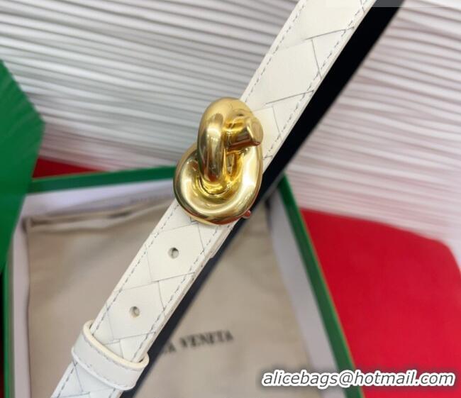 Best Grade Bottega Veneta Intrecciato Leather Belt 2cm with Knot Buckle BV26010402 White/Gold 2025