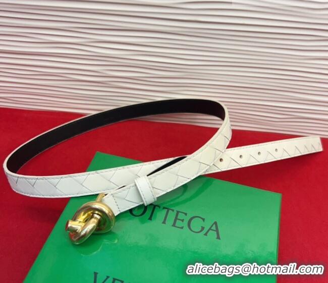 Best Grade Bottega Veneta Intrecciato Leather Belt 2cm with Knot Buckle BV26010402 White/Gold 2025