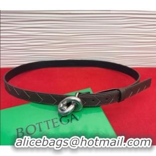 Luxury Cheap Bottega Veneta Intrecciato Leather Belt 2cm with Knot Buckle BV26010402 Coffee/Silver 2025