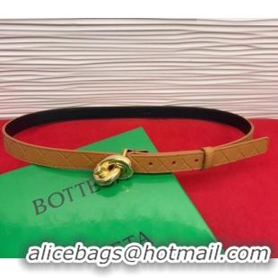 Original Cheap Bottega Veneta Intrecciato Leather Belt 2cm with Knot Buckle BV26010402 Beige/Gold 2025