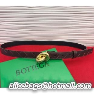 Grade Design Bottega Veneta Intrecciato Leather Belt 2cm with Knot Buckle BV26010402 Burgundy/Gold 2025