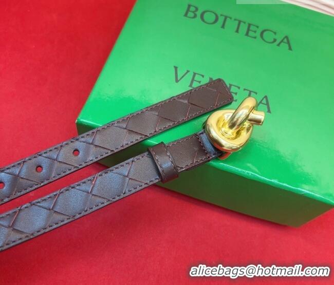 Grade Design Bottega Veneta Intrecciato Leather Belt 2cm with Knot Buckle BV26010402 Burgundy/Gold 2025