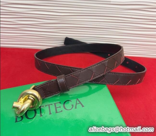 Grade Design Bottega Veneta Intrecciato Leather Belt 2cm with Knot Buckle BV26010402 Burgundy/Gold 2025
