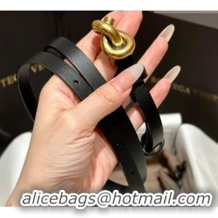 Trendy Design Bottega Veneta Calfskin Leather Belt with Knot Buckle BV26010403 Black/Gold 2025